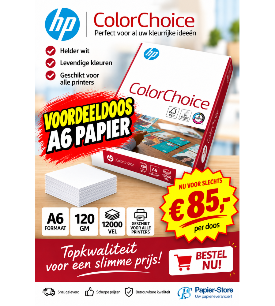 Voordeeldoos - HP ColorChoise - 120 GM - A6 - 12000 vel