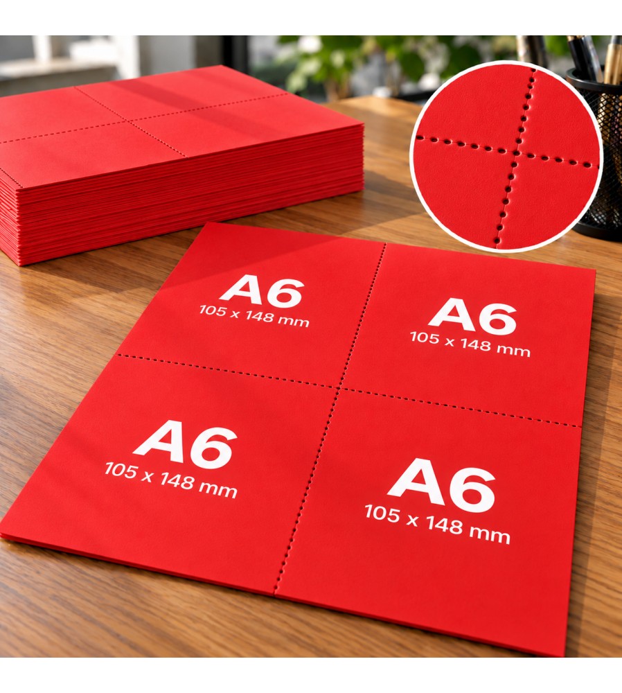 Intensief Rood - 160 GM - A4 (4xA6) -  Perforatie